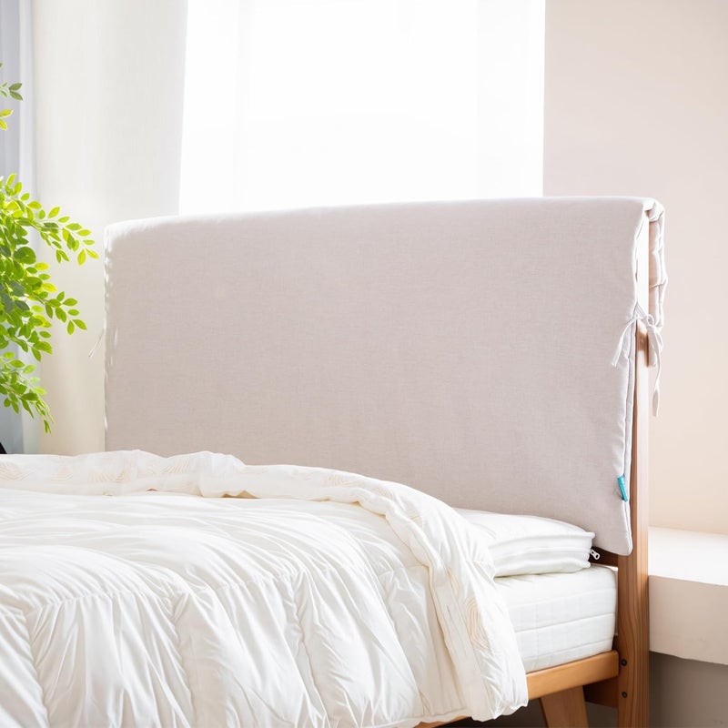 CHERRYARN Store غطاء رأس السرير سميك وناعم مع أحزمة ربط آمنة، واقي ضد الغبار لسرير مبطن (75 * 28 بوصة، جيغ)  - Image 1
